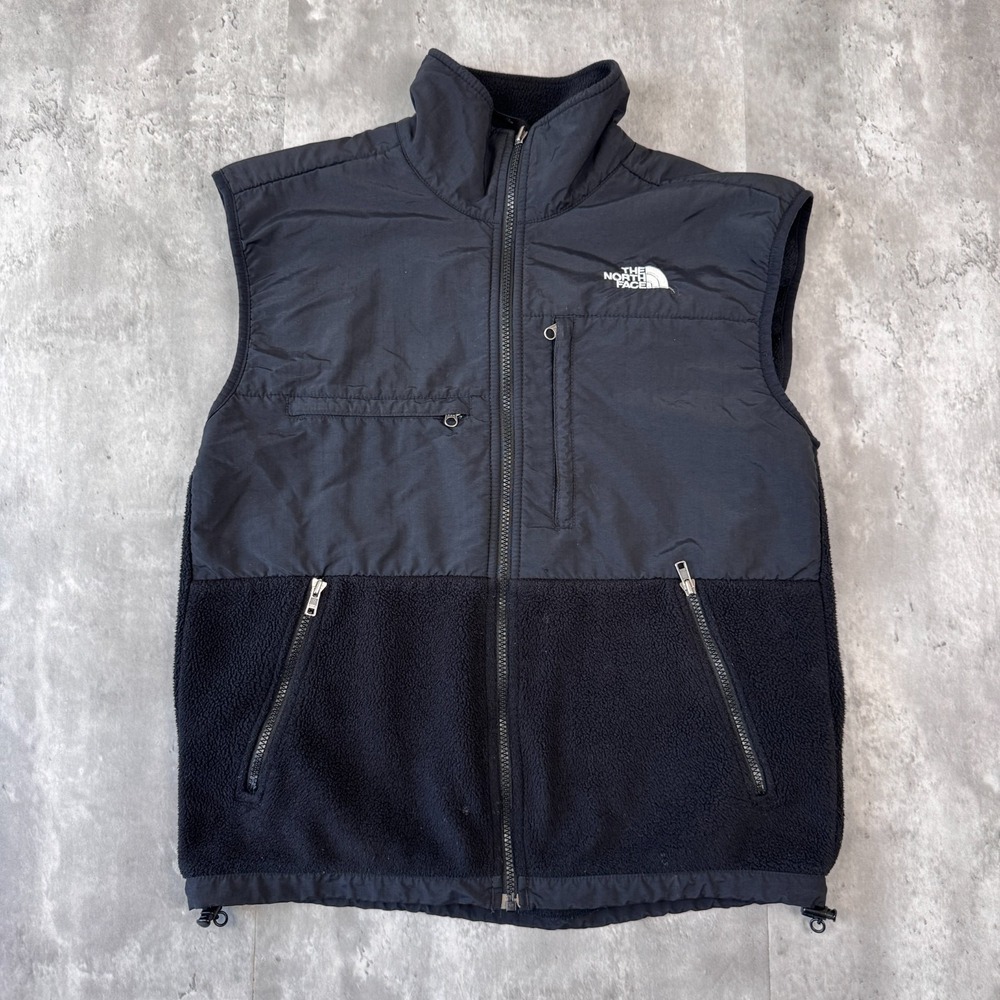 The North Face Fleece Vest Men's Small Black Nylon Panel Full Zip Pockets